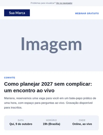 Convite para evento / webinar — Eventos