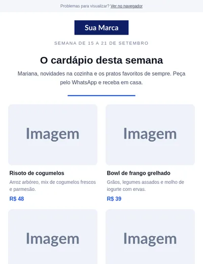 Cardápio / catálogo da semana — Nichos